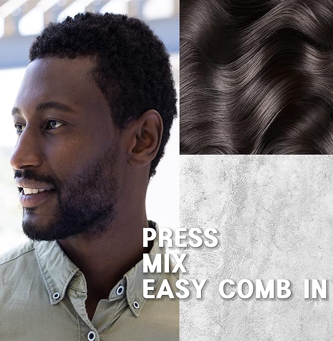 Edbe Hair Color Easy Comb Dark Brown (2 Pack) - Grey Hair Mustache and Beard Coloring for Men with One Application Kit