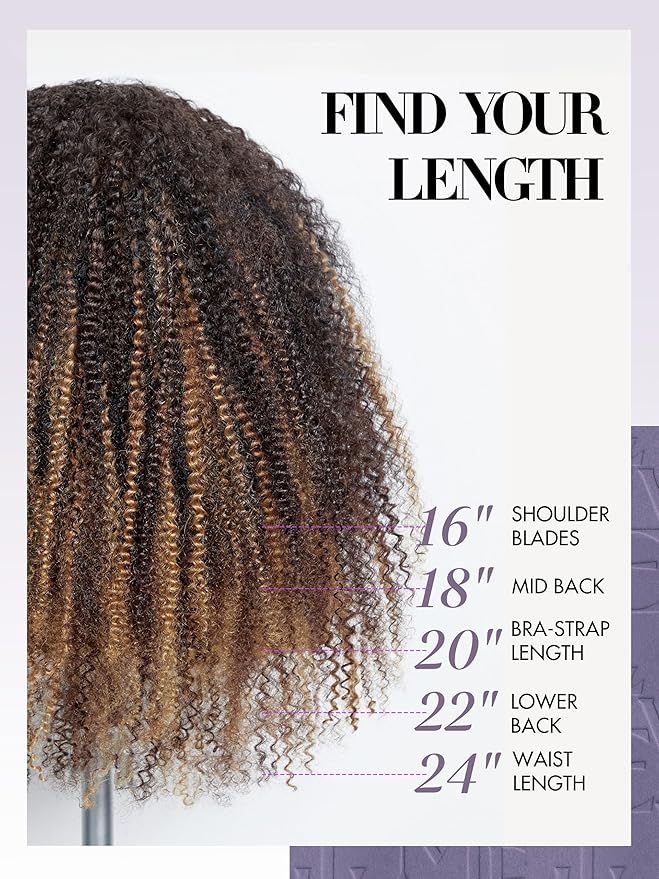 LUVME Seamless Clip in Hair Extensions Human Hair, 16 Inch 135g 9pcs #2/27 Hair Extensions Clip in Human Hair Kinky Curly Remy Hair