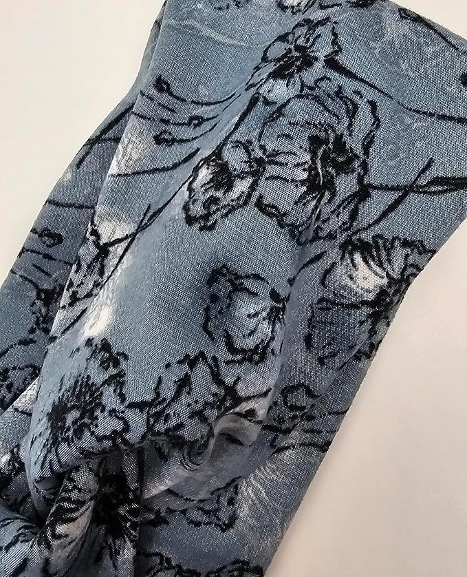 Soft Stretchy Headband, 3-in-1 Versatile Twist Style, One-Piece (Floral Blues, Adult)