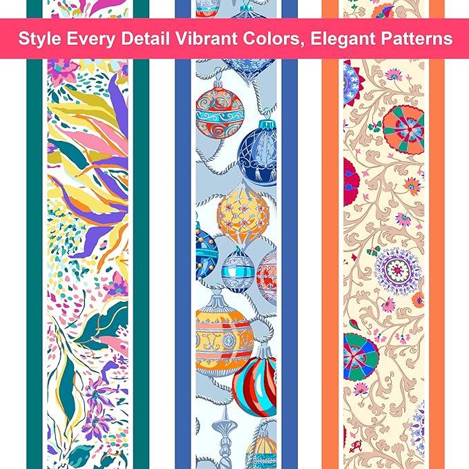 Skinny Scarf 3 Pack for Women – Bag Scarf, Silk Hair Scarves (Original Prints, Premium Twill, 3 Designs)