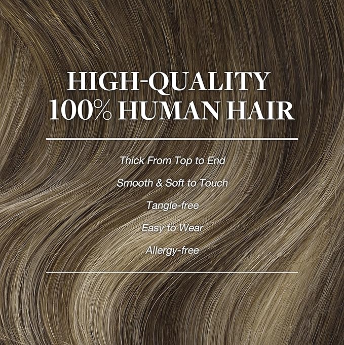 GOO GOO Clip in Hair Extensions Real Human Hair, Remy Human Hair Extensions Clip ins for Women, Natural Human Hair, 20inch 120g 7Pcs, 4/26/4 Balayage Chocolate Brown to Honey Blonde