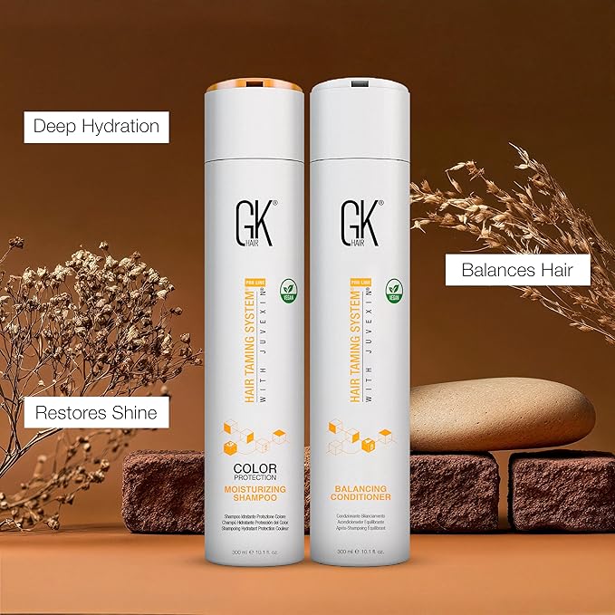 GK HAIR Vegan shampoo & Conditioner set - Organic Shampoo & Conditioner Set For Medium Hair -Made with Keratin, Aloe vera and Jojoba Seed oil- Paraben & Phthalate Free (10 Fl Oz)