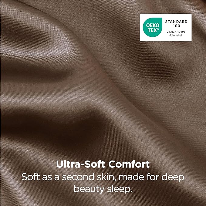 Bedsure King Size Satin Pillowcase Set of 2 - Brown Pillow Cases for Hair and Skin with Envelope Closure, Similar to Silk Pillow Cases, Gifts for Women Men, 20x36 Inches, 2pcs