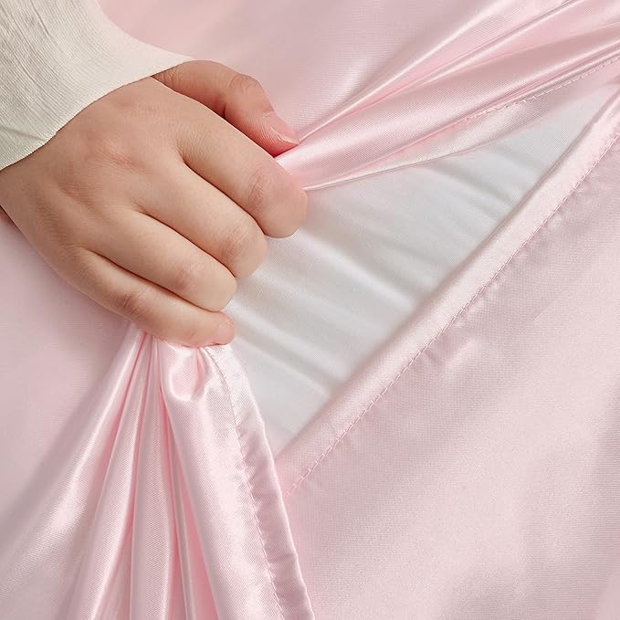 Blush Pink Satin Pillowcase Standard Set of 2 with Envelope Closure，Blush Pink Silk Pillowcase for Hair and Skin (20x26)