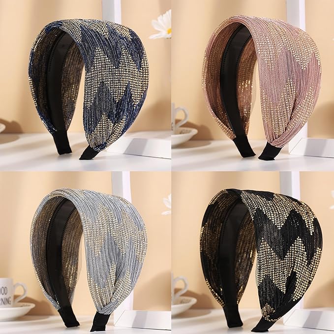 DORIS&JACKY Wide Lace Headbands Elegant Elastic Hairbands With Teeth Fashion Headwear Accessories For Women Girls (Pattern 3-6PCS)
