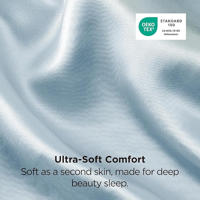 Bedsure Satin Pillowcases, Similar to Silk Pillow Cases Queen Size Set of 2, Stone Blue Pillow Case for Sleeping Women with Envelope Closure, Gifts for Women Men, 20x30 Inches, 2pcs