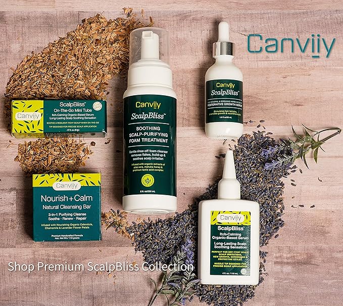 Canviiy ScalpBliss Itch-Calming Serum, Long-Lasting Soothing Scalp Moisturizer for Dry itchy Scalp, Enriched with Aloe Vera, Witch Hazel, Manuka Honey and Peppermint Oil (Organic Based)