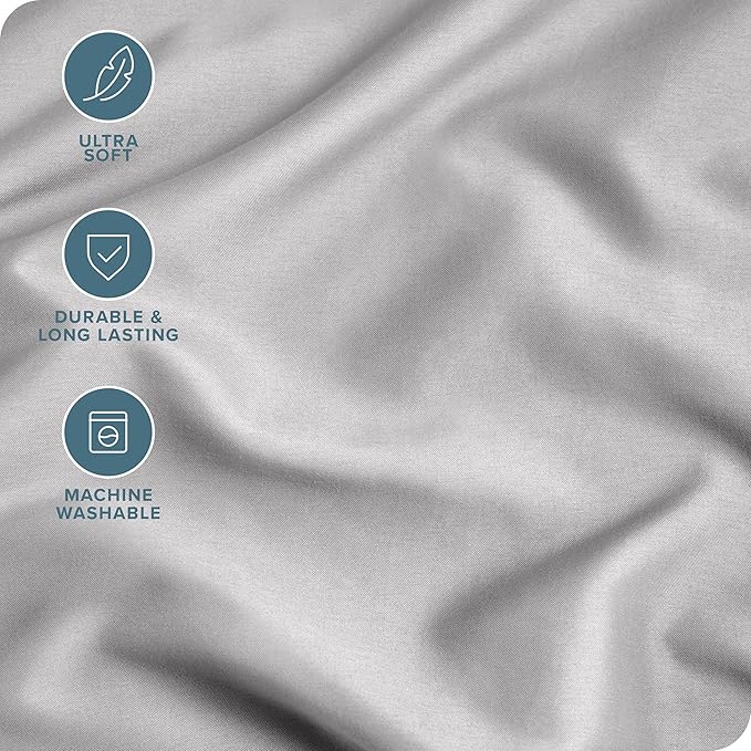 Bare Home Microfiber Bulk Pillow Cases - Standard/Queen Size Set of 4 - Cooling Pillowcases - Double Brushed - Light Grey Pillowcases 4 Pack - Easy Care (Standard - 4 Pack, Light Grey)