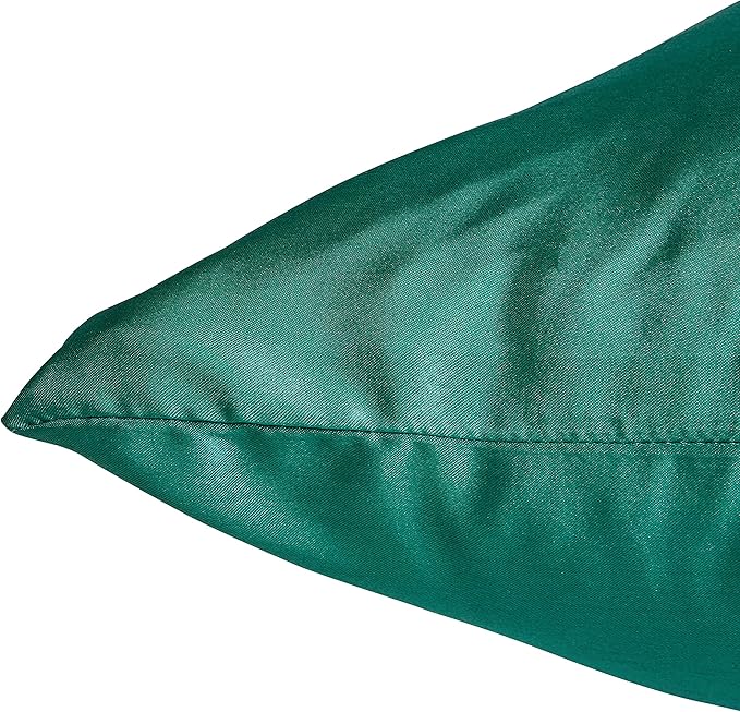 Blackish Green Satin Pillowcase Queen Size Set of 2 for Hair and Skin,Blackish Green Silk Pillowcase Breathable Pillowcase with Envelope Closure