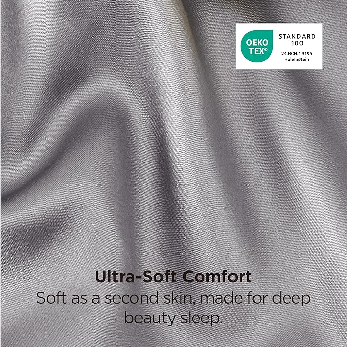 Bedsure Satin Pillowcases, Similar to Silk Pillowcase 2 Pack,Cooling Pillow Case for Sleeping Women with Envelope Closure, Gifts for Women Men, Dark Grey, Queen Size, 20x30 Inches, 2pcs