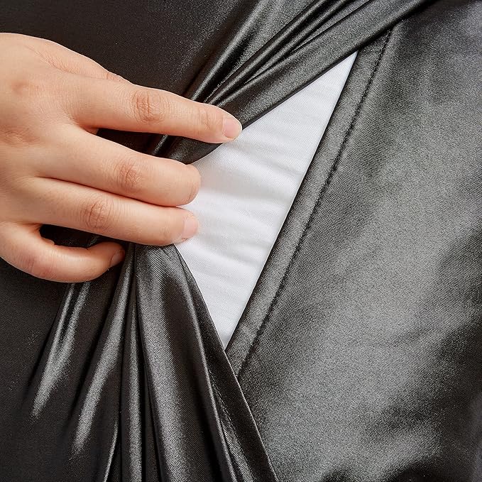 Black Satin Pillowcase Standard Set of 2 with Envelope Closure，Black Silk Pillowcase for Hair and Skin (20x26)