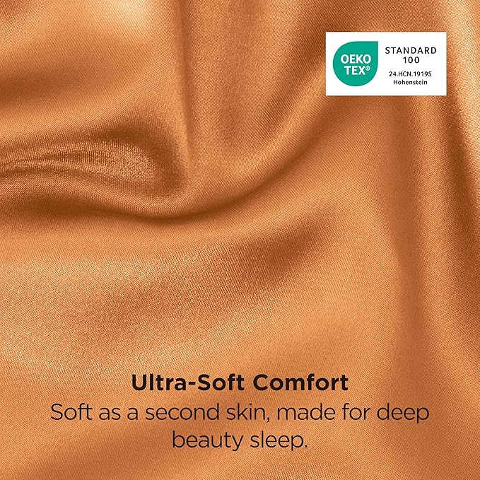 Bedsure Satin Pillowcase 2 Pack Similar to Silk Pillow Cases Standard Size, Pillow Case for Sleeping Women with Envelope Closure, Gifts for Women Men, Orange, 20x26 Inches, 2pcs