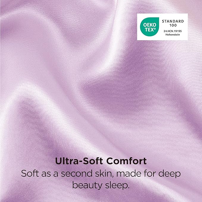 Bedsure King Size Satin Pillowcase Set of 2 - Lavender Silky Pillow Cases for Hair and Skin with Envelope Closure, Similar to Silk Pillow Cases, Gifts for Women Men, 20x36 Inches, 2pcs