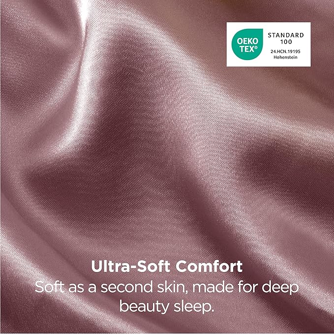 Bedsure Satin Pillowcase 2 Pack Similar to Silk Pillow Cases Standard Size, Pillow Case for Sleeping Women with Envelope Closure, Gifts for Women Men, Nostalgia Rose, 20x26 Inches, 2pcs