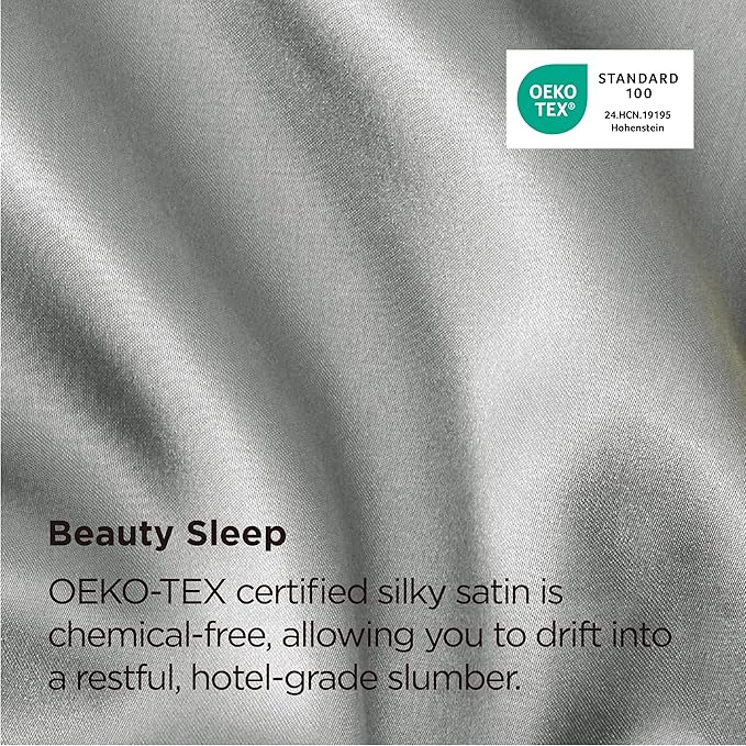 Bedsure King Size Satin Pillowcase Set of 2 - Silver Grey Pillow Covers for Hair and Skin with Envelope Closure, Similar to Silk Pillow Cases, Gifts for Women Men, 20x36 Inches, 2pcs