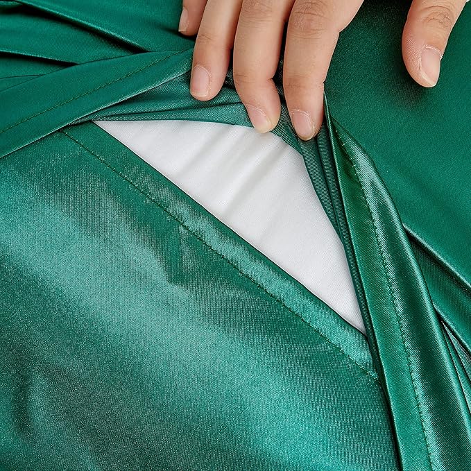 Blackish Green Satin Pillowcase Queen Size Set of 2 for Hair and Skin,Blackish Green Silk Pillowcase Breathable Pillowcase with Envelope Closure