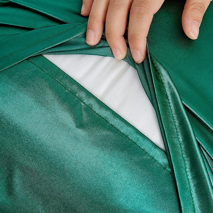 Blackish Green Satin Pillowcase Standard Set of 2 with Envelope Closure，Blackish Green Silk Pillowcase for Hair and Skin (20x26)